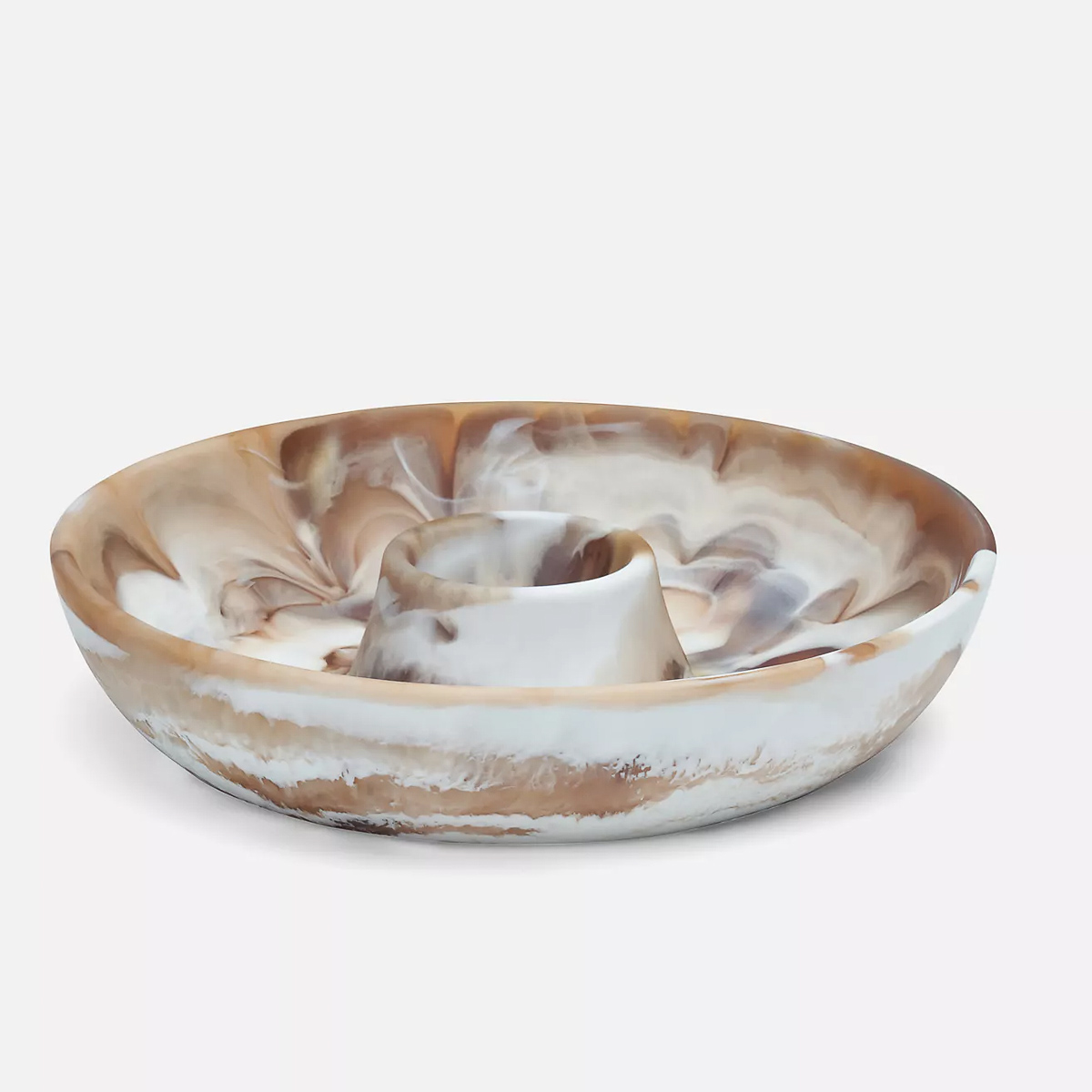 brown and white chip dish